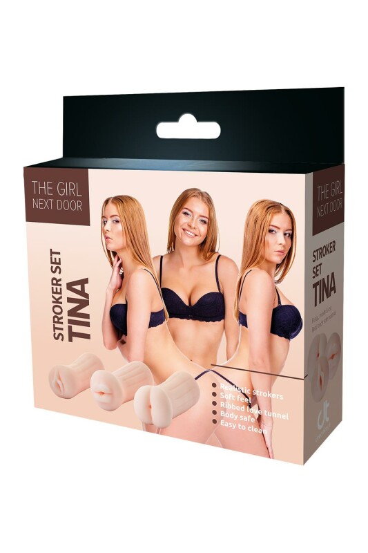 Набір мастурбаторів Dreamtoys The girl next door вагіна, рот і анус, бежеві, 3 шт - Зображення 1
