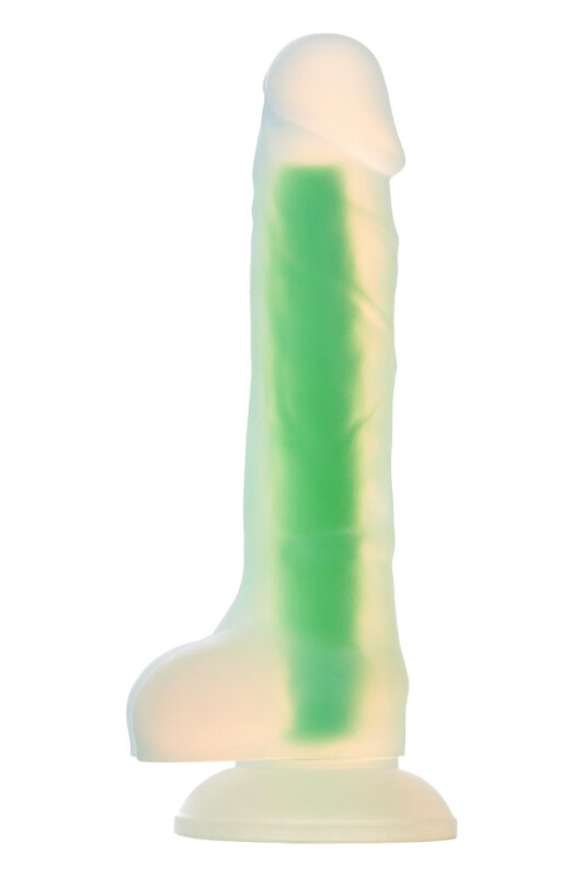 Фалоімітатор реалістичний Dream Toys, що світиться, на присосці, зелений, 17 х 3.5 см - Зображення 3