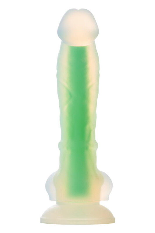 Фалоімітатор реалістичний Dream Toys, що світиться, на присосці, зелений, 17 х 3.5 см - Зображення 4