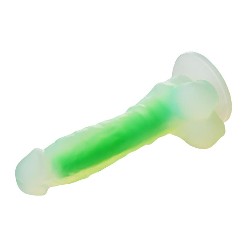 Фалоімітатор реалістичний Dream Toys, що світиться, на присосці, зелений, 17 х 3.5 см - Зображення 6