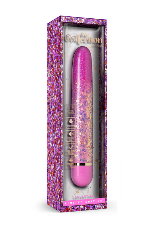 Вібратор із блискітками Blush Etherial Periwinkle, рожевий, 17.7 х 2.5 см - Зображення 1