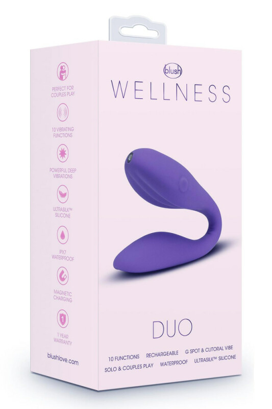 Вібратор для пар універсальний Blush Wellness Duo фіолетовий, 16.5 х 4.4 см - Зображення 1
