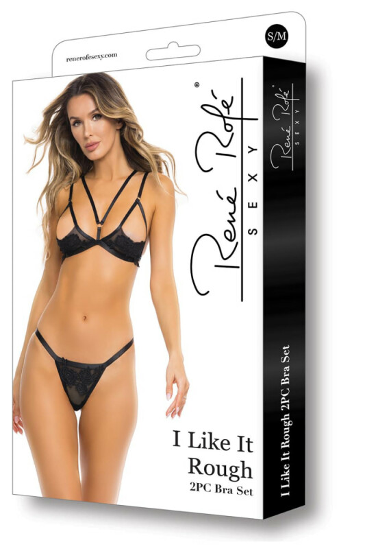 Сексуальний комплект Rene Rofe Like It Rough, S/M, напівпрозорий, з аплікаціями, чорний - Изображение 2