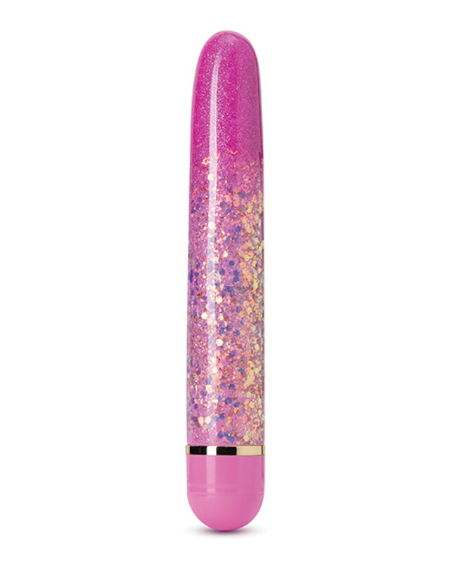 Вібратор із блискітками Blush Etherial Periwinkle, рожевий, 17.7 х 2.5 см