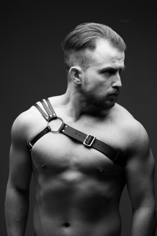 Портупея чоловіча One Size P5 Candy Hero, натуральна шкіра, чорна - Изображение 2