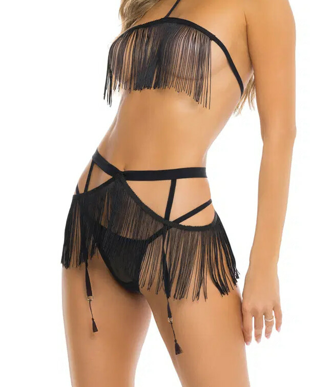 Сексуальний комплект Rene Rofe Rassel Tassle, S/M, з бахромою, чорний - Зображення 2