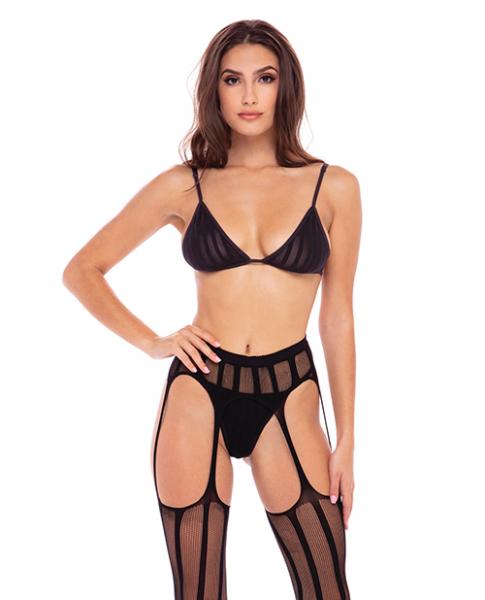 Комплект Straight Up Garter Set Чорний, S/M