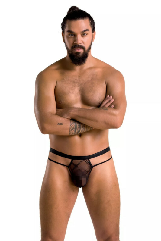 Чоловічі сексі стрінги Passion Men Collin, S/M, напівпрозорі, чорні