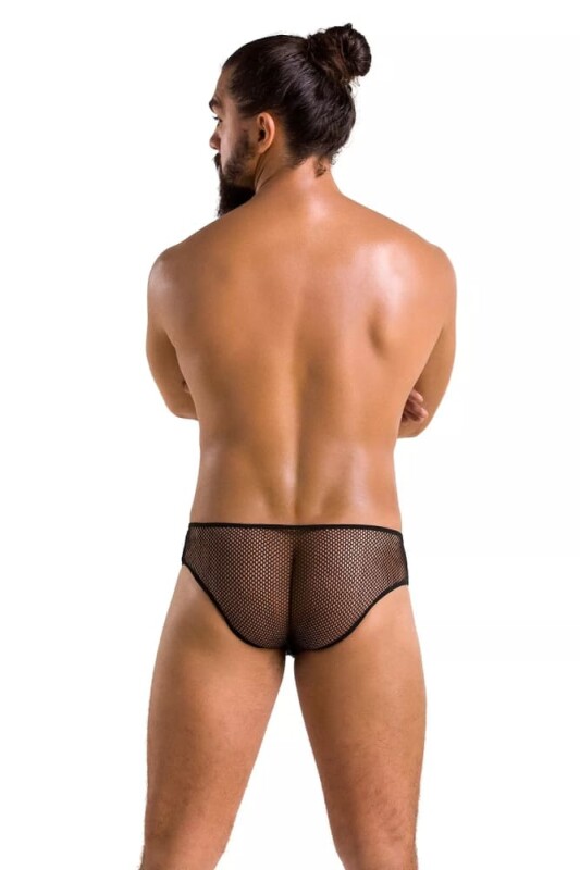 Сексуальні труси Passion Men Richard, L/XL, в дрібну сітку, зі шнурівкою, чорні - Изображение 1