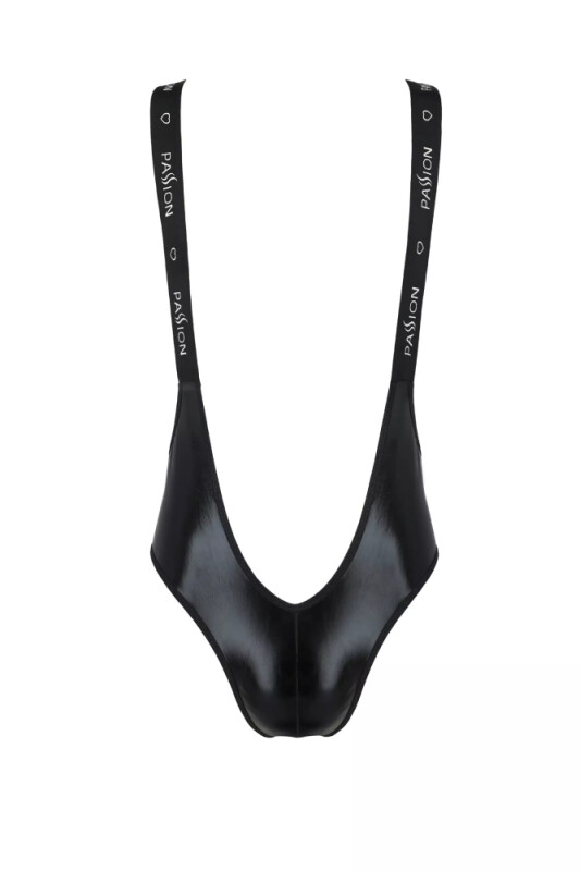 Сексуальне чоловіче боді Passion Men Bruno, L/XL, з відкритими сідницями, мокрий ефект, чорні - Зображення 1