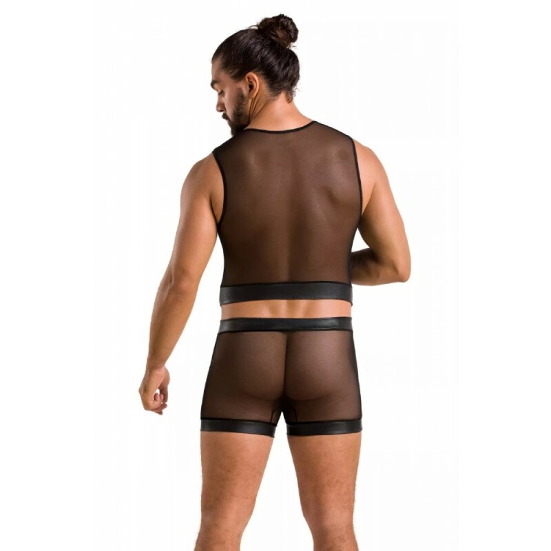 Комплект білизни для чоловіків, L/XL, Passion Men Set William з двох частин з жилетом і шортами, чорний - Зображення 1