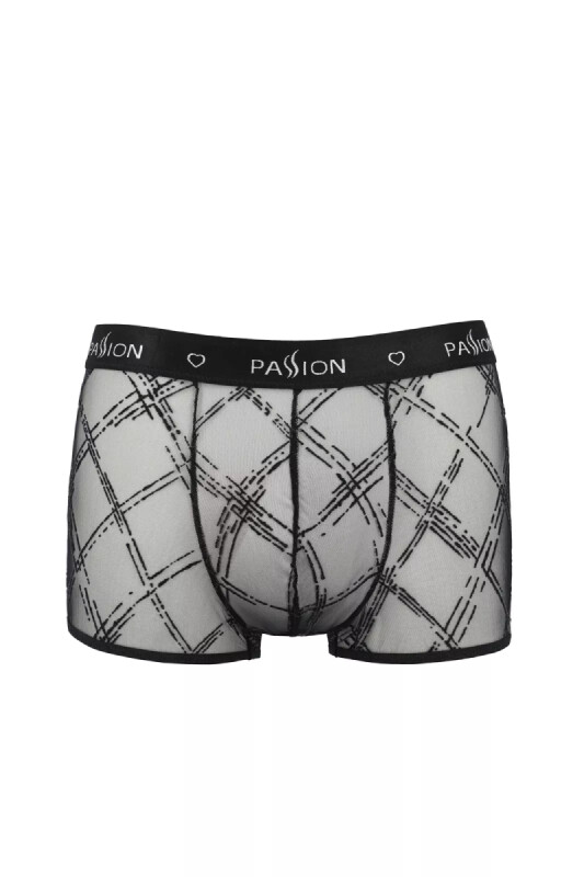 Чоловічі труси шорти Passion Men James, L/XL, прозорі з геометричним візерунком, чорного кольору - Изображение 2