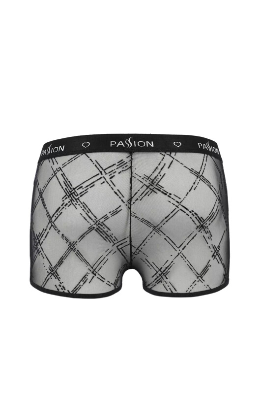 Чоловічі труси шорти Passion Men James, L/XL, прозорі з геометричним візерунком, чорного кольору - Изображение 3