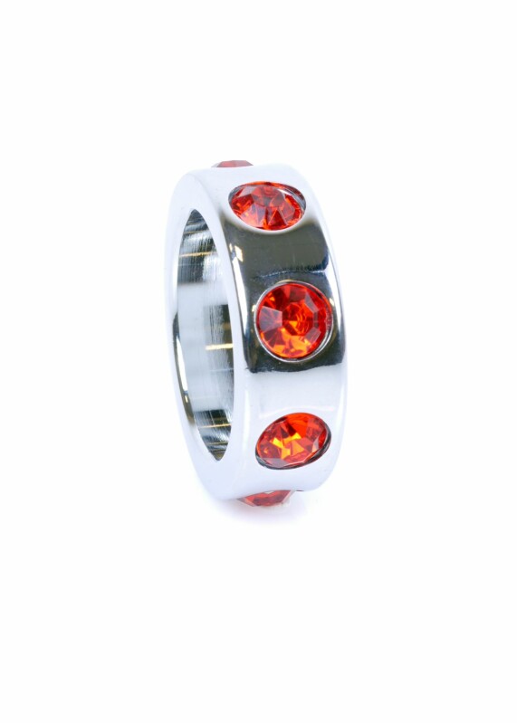 Кільце на пеніс Boss of Toys Metal Cock Ring червоними діамантами, 3.5 см х 4.5 см - Зображення 2
