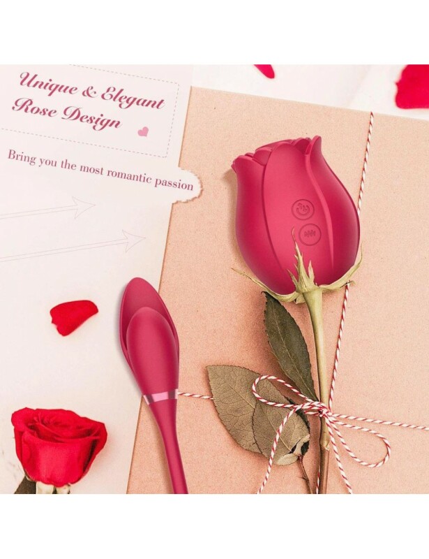 Вібратор і кліторальний стимулятор в формі троянди Boss Series ROSE Miss Coyness 2 в 1, 32.5 см х 5 см - Изображение 5