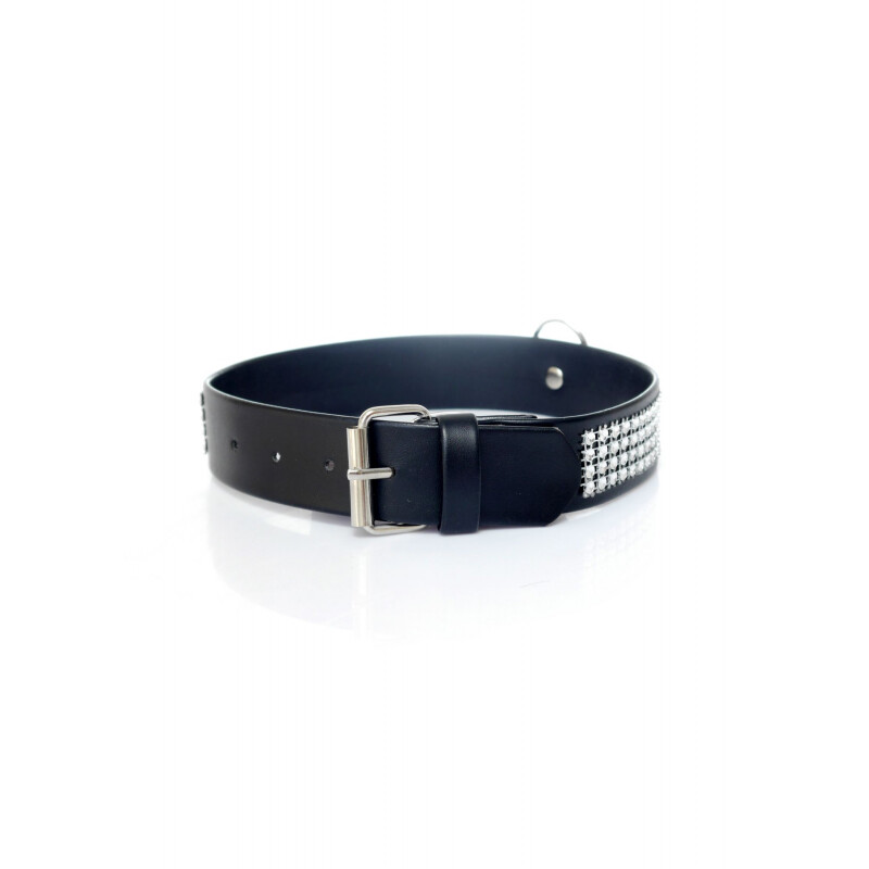 Нашийник Fetish Boss Series Collar зі срібним камінням, 3 см - Зображення 1