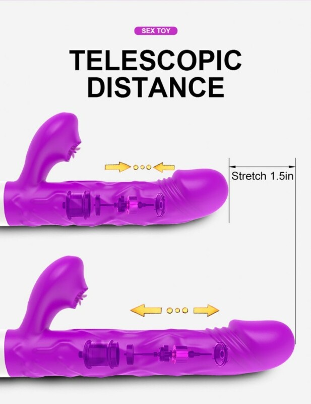 Вібратор-кролик Silicone Tongue Vibrator з функцією обігріву, фіолетовий, 22.9 см х 3.7 см - Изображение 4