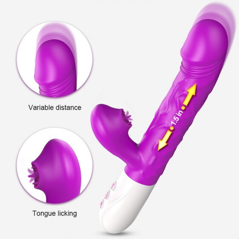 Вібратор-кролик Silicone Tongue Vibrator з функцією обігріву, фіолетовий, 22.9 см х 3.7 см - Изображение 1