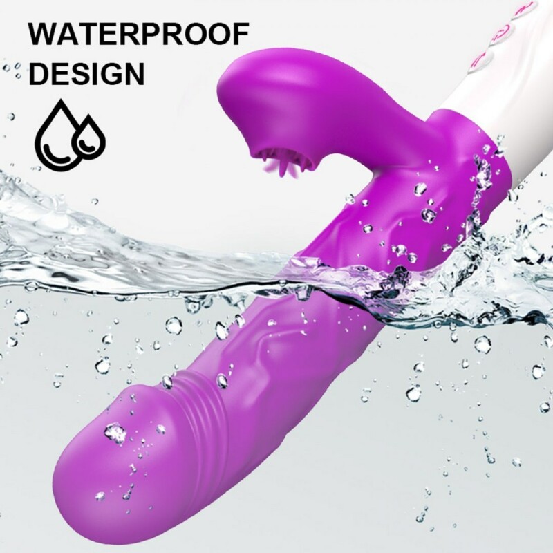Вібратор-кролик Silicone Tongue Vibrator з функцією обігріву, фіолетовий, 22.9 см х 3.7 см - Изображение 7