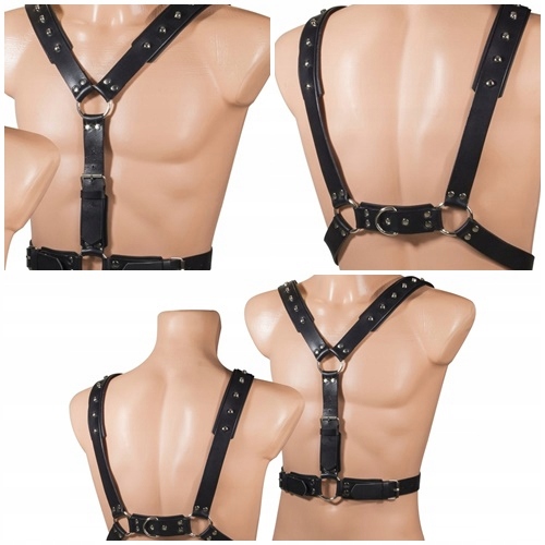 Чоловіча портупея Whips One Size з натуральної шкіри, чорна - Зображення 2
