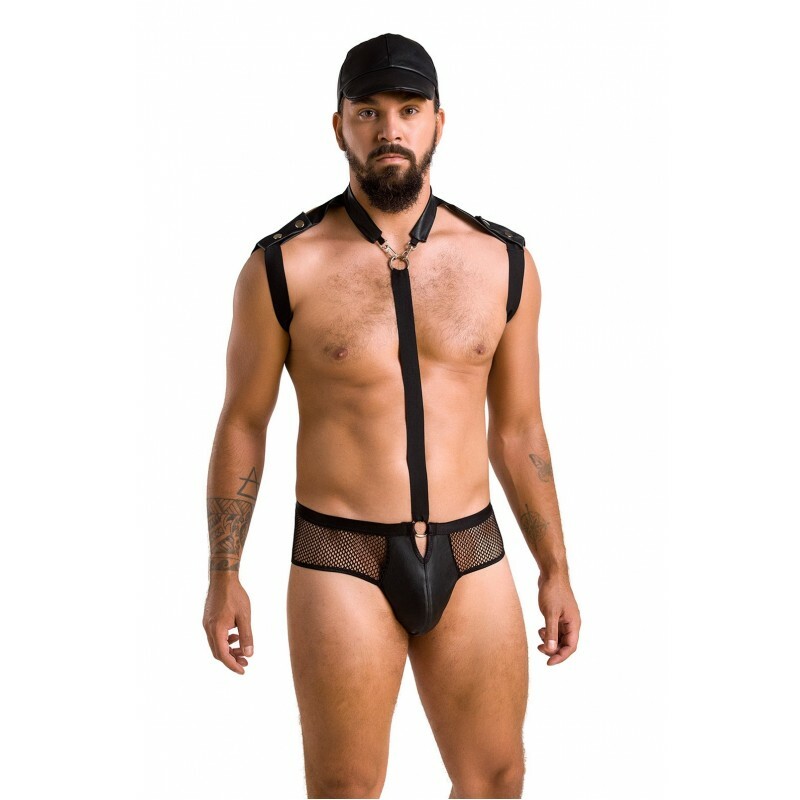 Чоловічий костюм у вигляді боді з кепкою Passion Man Set John, L/XL