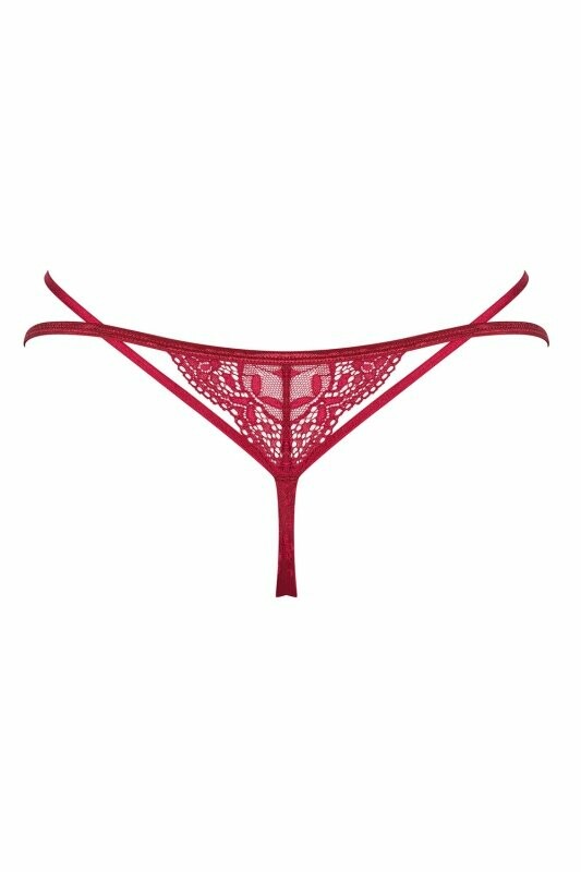 Трусики еротичні Obsessive Ivetta, бордові, L/XL - Изображение 6