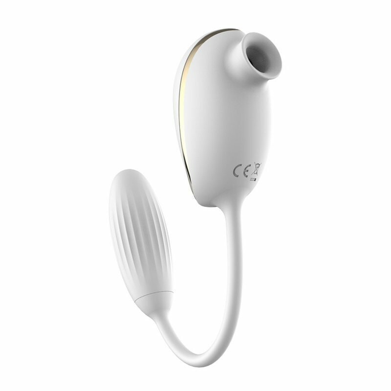 Віброяйце з вакуумним стимулятором High End Suction Love Egg, біле