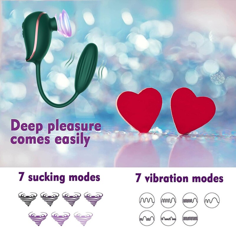 Вібратор з вакуумною стимуляцією High End Suction Love Egg, зелений - Зображення 5