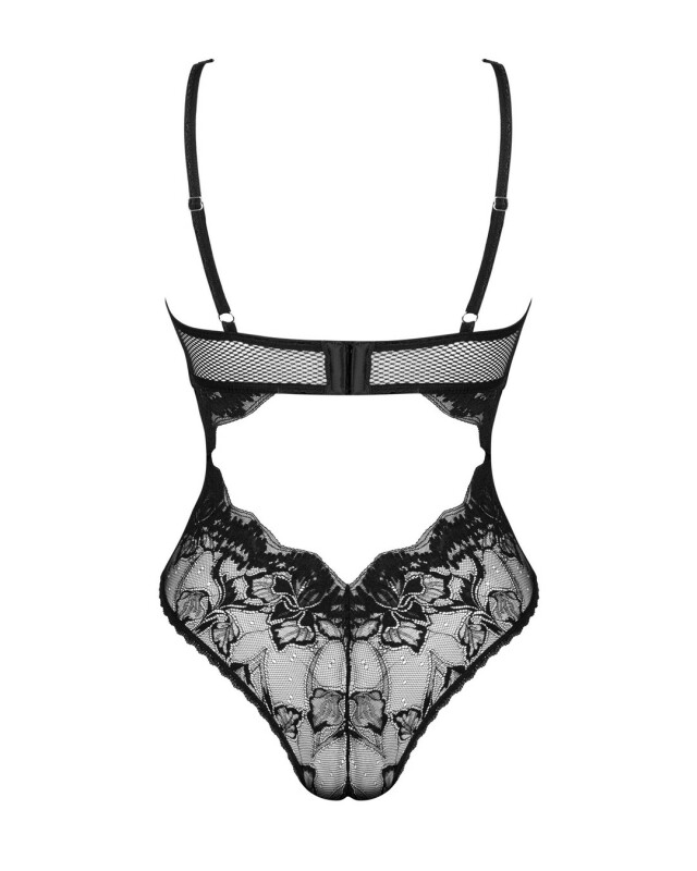Боді мереживний Obsessive Olvidia body, розмір XS/S, чорний - Изображение 8