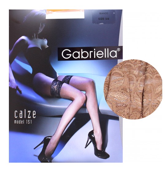 Панчохи в сіточку Gabriella Calze Kabarette model 151, бежеві,  M/L - Зображення 1
