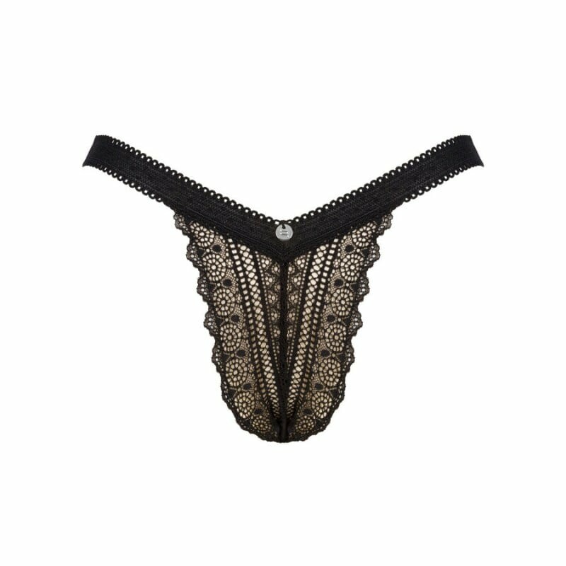Сексуальні трусики M/L Obsessive Estiqua, мереживні, чорні - Изображение 2
