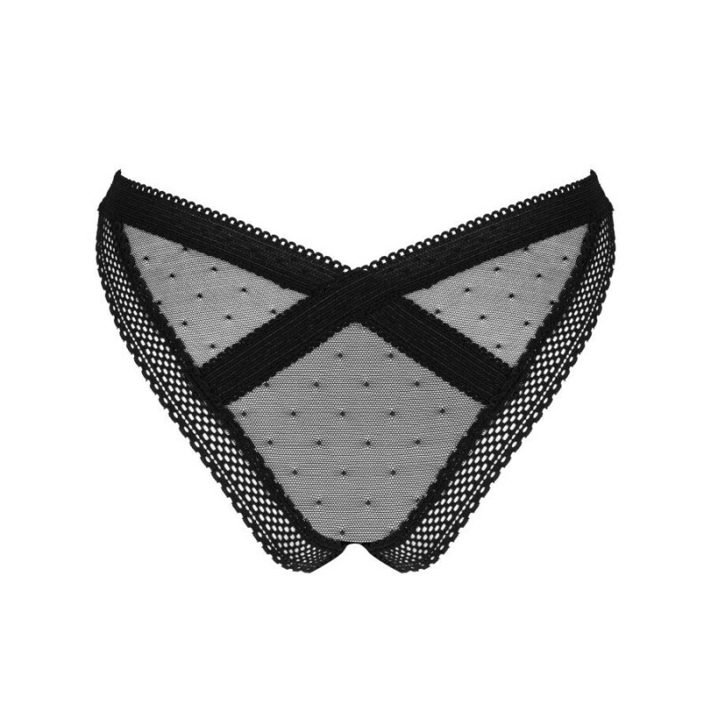 Сексуальні трусики M/L Obsessive Estiqua, мереживні, чорні - Изображение 3