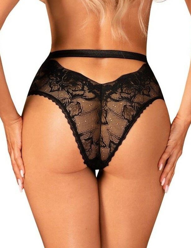 Трусики сексуальні M/L Obsessive Olvidia, мереживні, чорні - Зображення 1