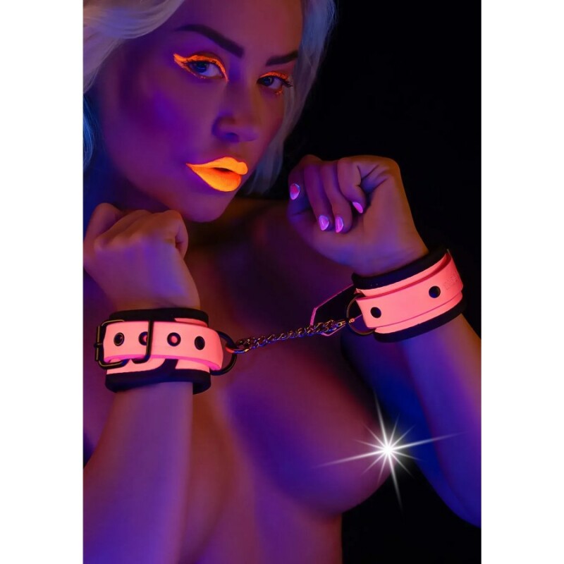 Наручники, що світяться в темряві Taboom Wrist Cuffs, рожеві - Зображення 2