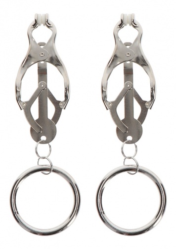 Затискачі-метелики з кільцем Butterfly Clamps With Ring, сріблясті