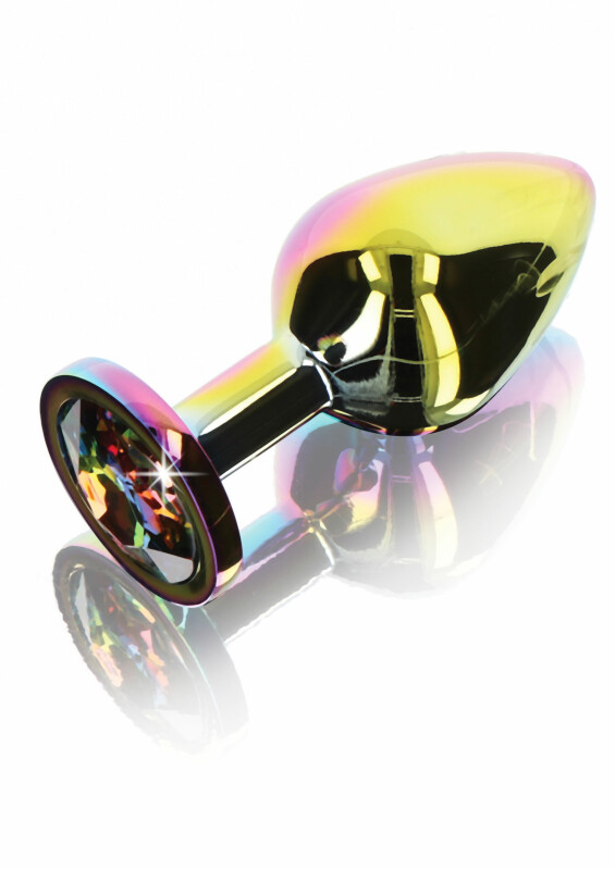 Анальна пробка M Toy Joy, з кристалом, різнокольорова, 8.2 х 3.4 см