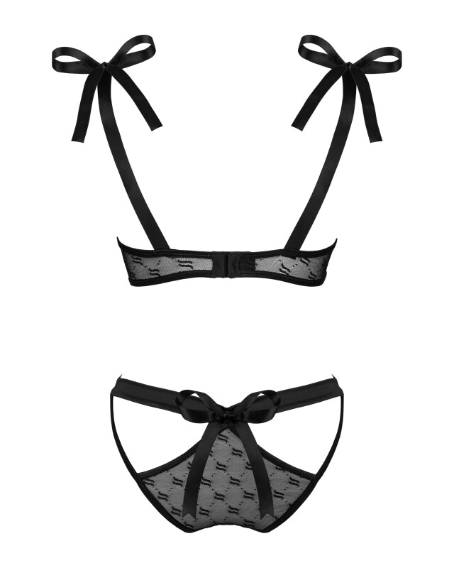 Комплект сексуальної білизни L/XL Obsessive Obsessivia, напівпрозорий, чорний - Зображення 5