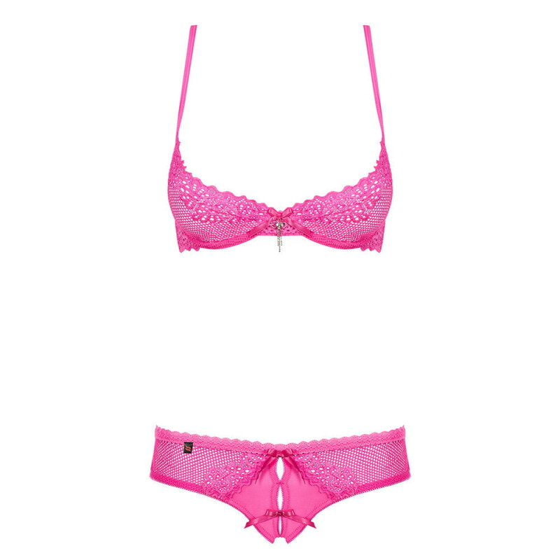 Сексуальний комплект Obsessive Alabastra, XXL, з інтимним доступом, рожевий - Изображение 5