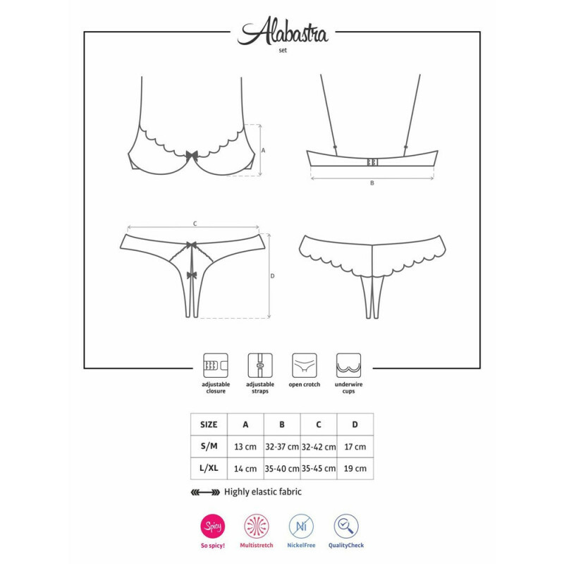 Сексуальний комплект Obsessive Alabastra, XXL, з інтимним доступом, рожевий - Изображение 7
