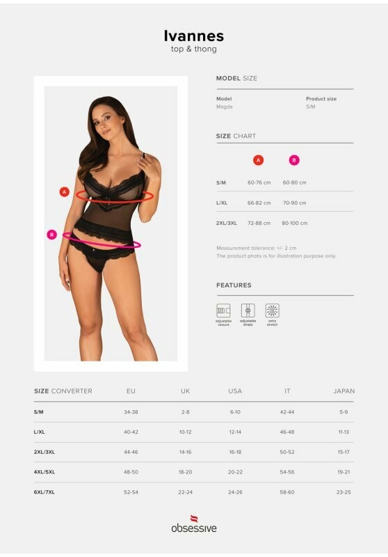 Комплект сексуальний Obsessive Ivannes, розмір L/XL, чорний - Зображення 8