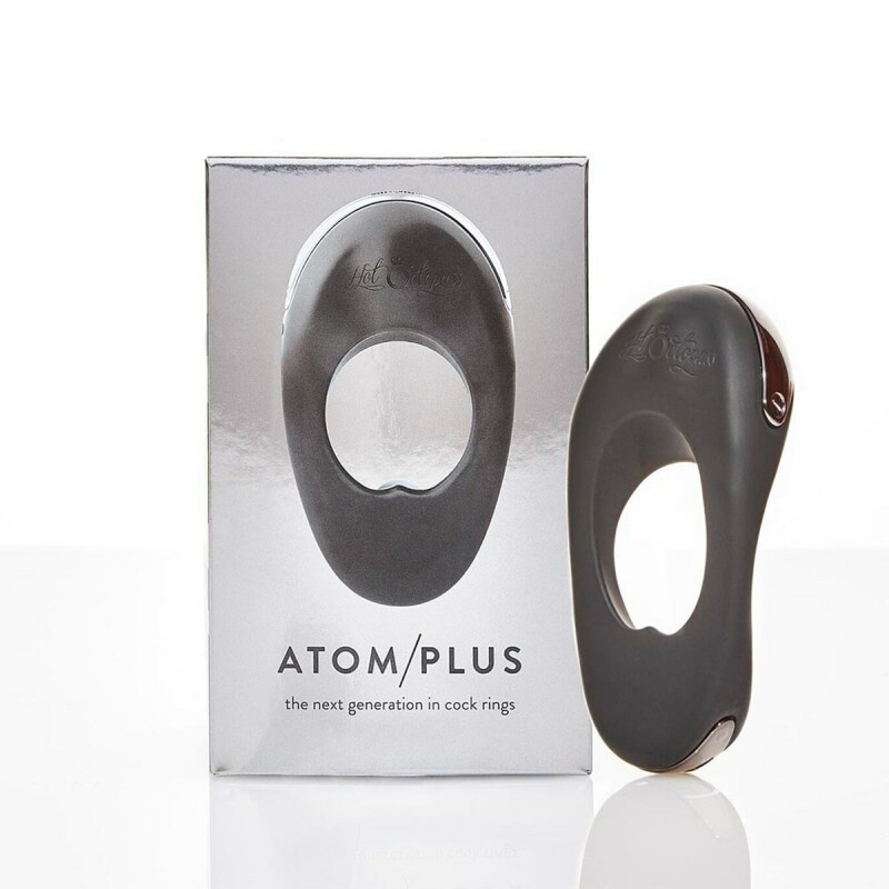 Кільце на пеніс із кліторальною стимуляцією Hot Octopuss Atom Plus із двома віброелементами, чорне, 6.5 х 3.8 см