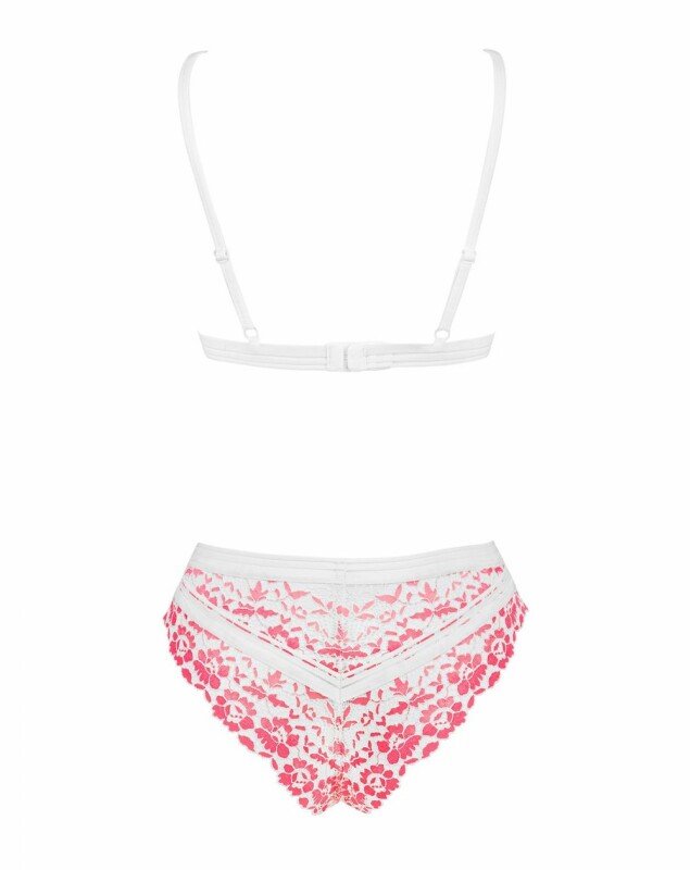 Комплект білизни сексуальний S/M Obsessive Bloomys, з мереживом, рожевий - Зображення 5