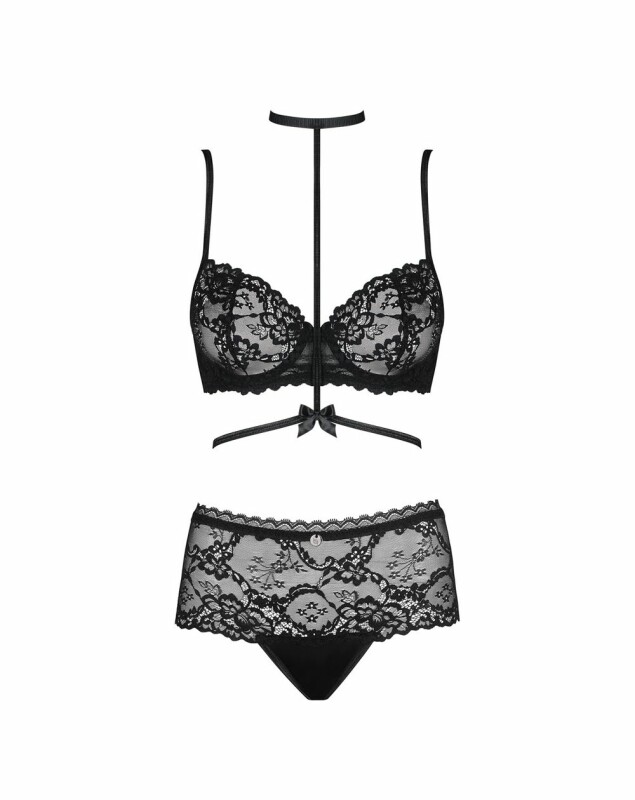 Комплект сексуальної білизни L/XL Raquelia Obsessive, мереживне, чорне - Изображение 2