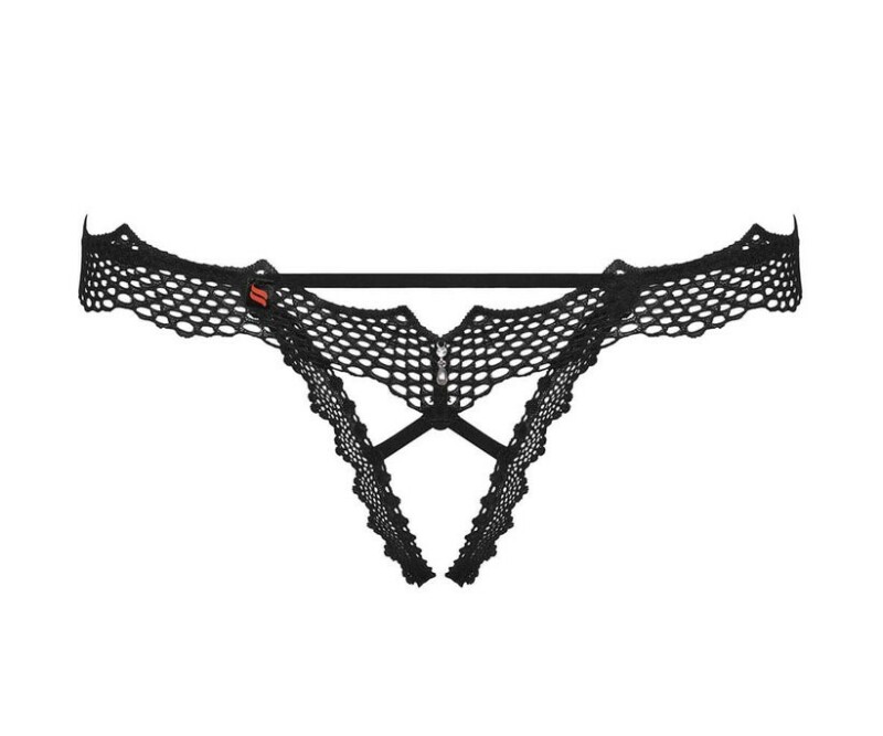 Трусики сексуальні L/XL Bravelle Obsessive, з інтимним вирізом, чорні - Зображення 2
