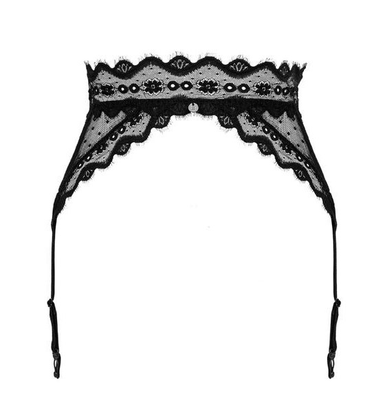 Сексуальний пояс для панчіх L/XL Obsessive Marrbel, з візерунками, чорний - Изображение 2