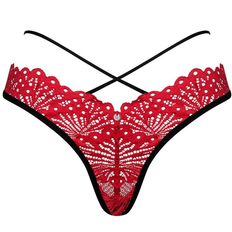 Трусики сексуальні мереживні L/XL Obsessive Mettia, червоні, червоні - Зображення 2