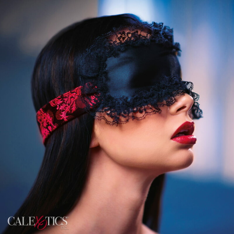 Маска на очі з мереживом та стрічками у візерунок Scandal California Exotic чорно-червона - Зображення 6