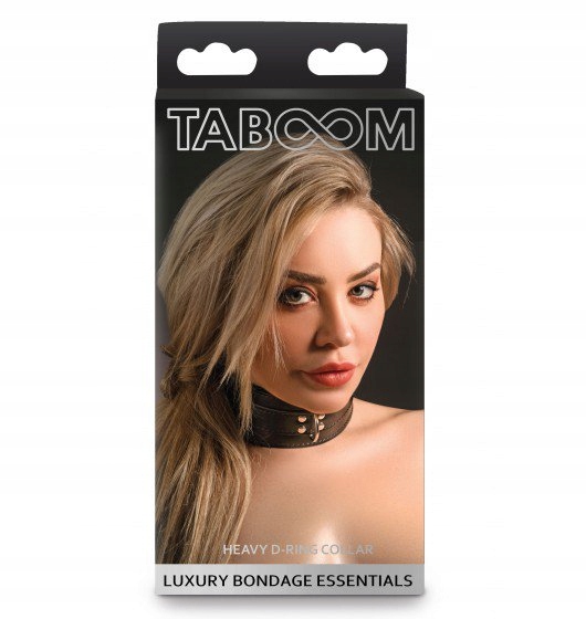 Нашийник з D-подібним кільцем Taboom, веганська шкіра, чорний