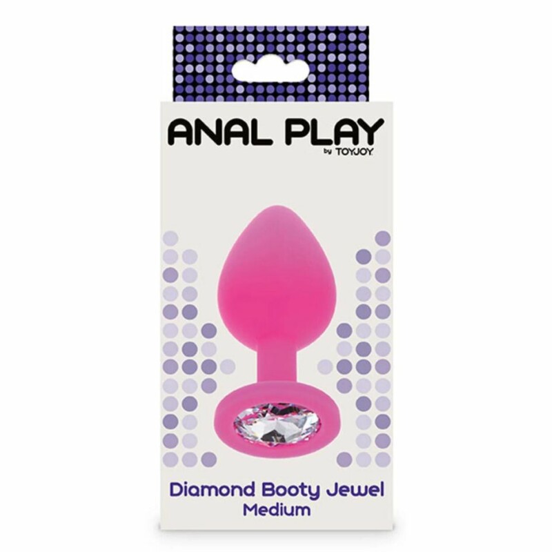 Анальна пробка Diamond Booty Jewel Medium з каменем, рожевий, M