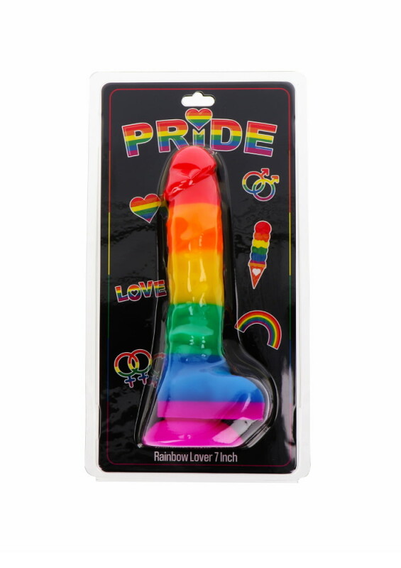 Фалоімітатор реалістичний на присосці Rainbow Lover різнокольоровий, 18 х 3 см - Зображення 3